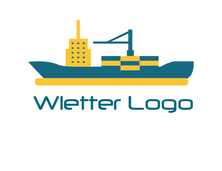 crane and deckhouse on consignment shipping logo icon