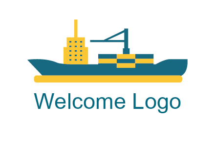 crane and deckhouse on consignment shipping logo icon
