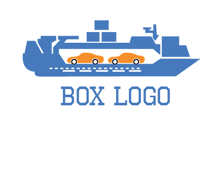 cars in ship transport logo