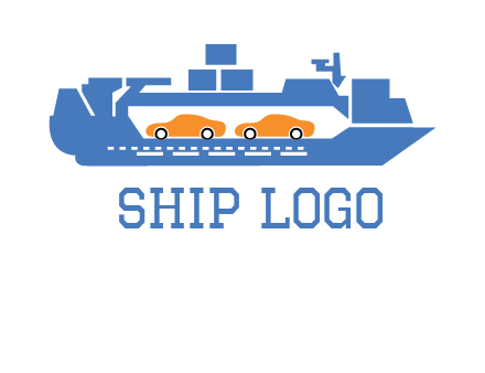 cars in ship transport logo
