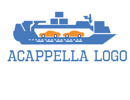 cars in ship transport logo