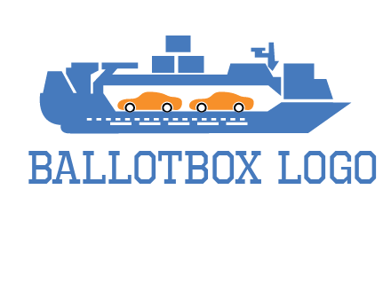 cars in ship transport logo