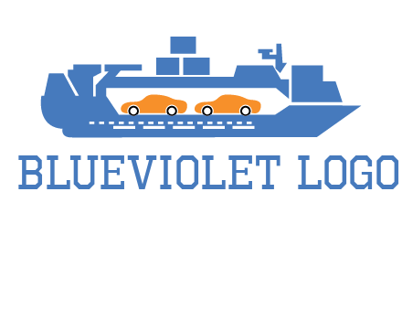 cars in ship transport logo