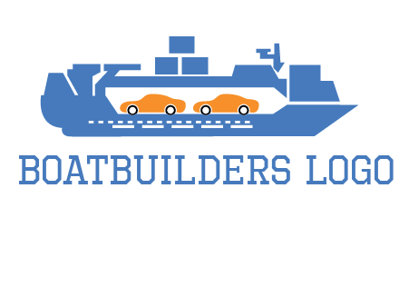cars in ship transport logo
