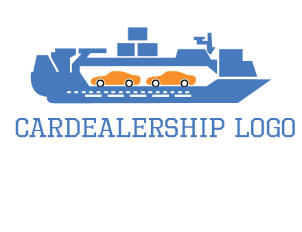 cars in ship transport logo
