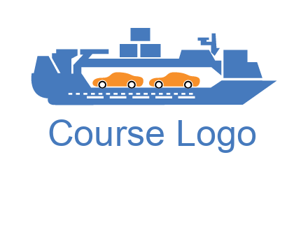 cars in ship transport logo