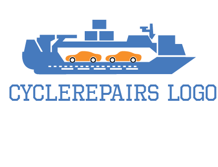cars in ship transport logo