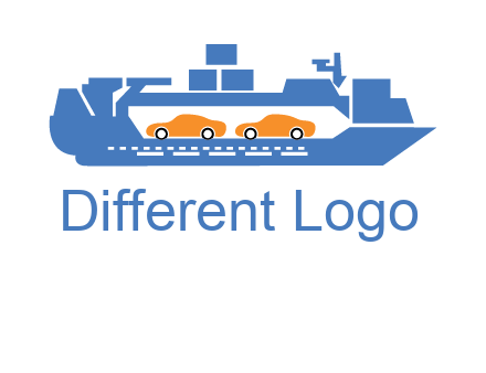 cars in ship transport logo