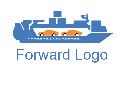cars in ship transport logo
