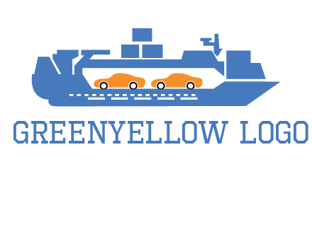 cars in ship transport logo