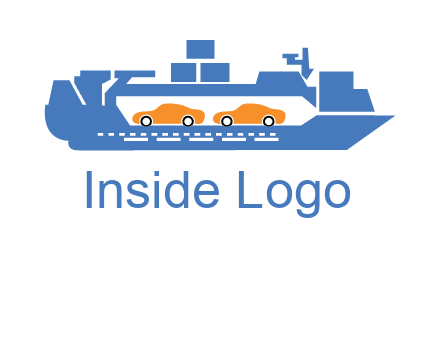 cars in ship transport logo
