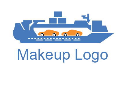 cars in ship transport logo
