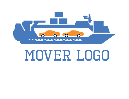 cars in ship transport logo