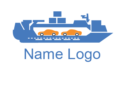 cars in ship transport logo