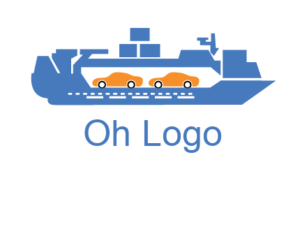 cars in ship transport logo
