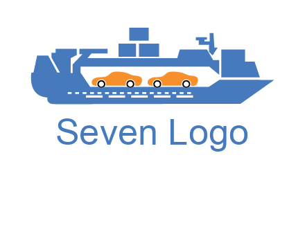 cars in ship transport logo
