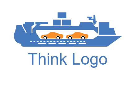 cars in ship transport logo