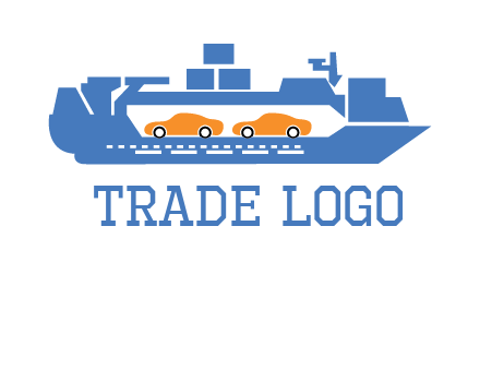 cars in ship transport logo
