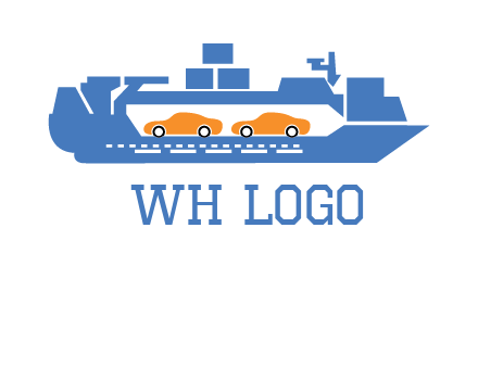 cars in ship transport logo