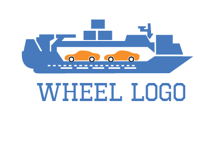 cars in ship transport logo