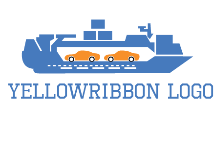 cars in ship transport logo