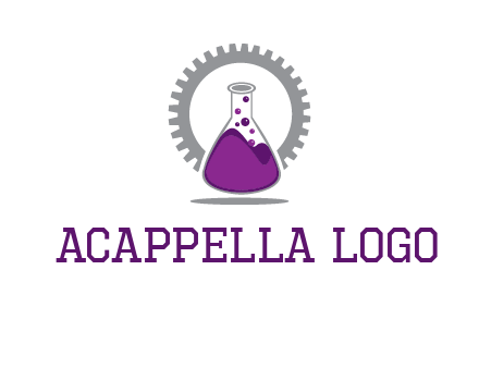chemical flask and gear engineering logo