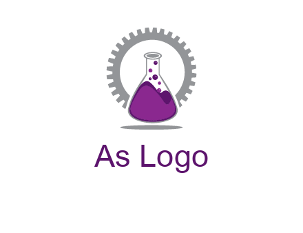 chemical flask and gear engineering logo