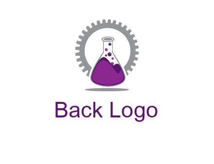 chemical flask and gear engineering logo