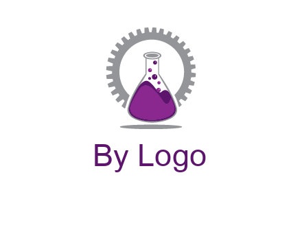 chemical flask and gear engineering logo