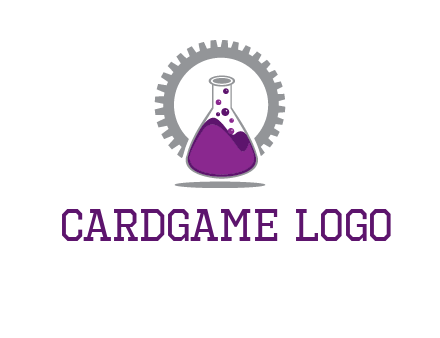 chemical flask and gear engineering logo