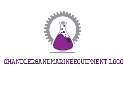 chemical flask and gear engineering logo