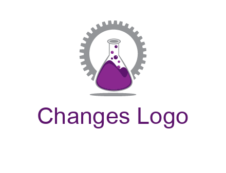 chemical flask and gear engineering logo