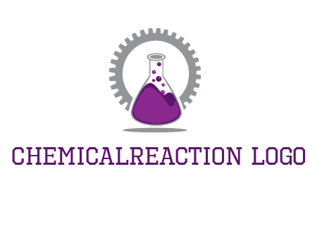 chemical flask and gear engineering logo