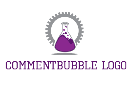 chemical flask and gear engineering logo