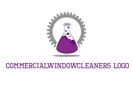 chemical flask and gear engineering logo