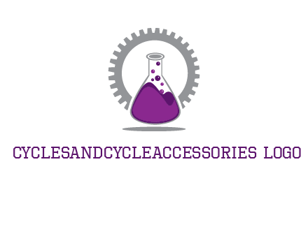 chemical flask and gear engineering logo