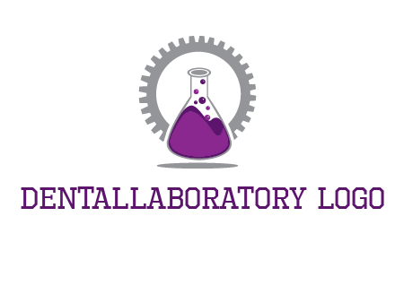 chemical flask and gear engineering logo