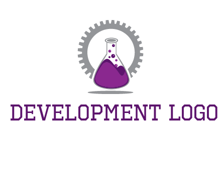 chemical flask and gear engineering logo