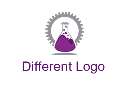 chemical flask and gear engineering logo