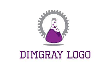 chemical flask and gear engineering logo