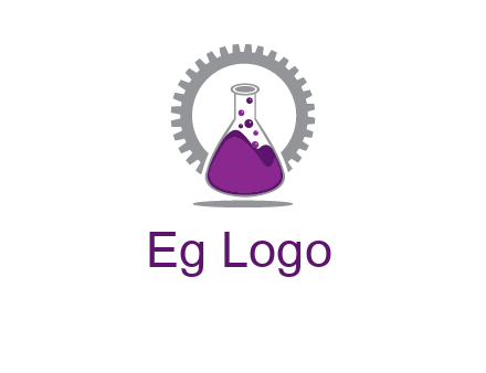 chemical flask and gear engineering logo