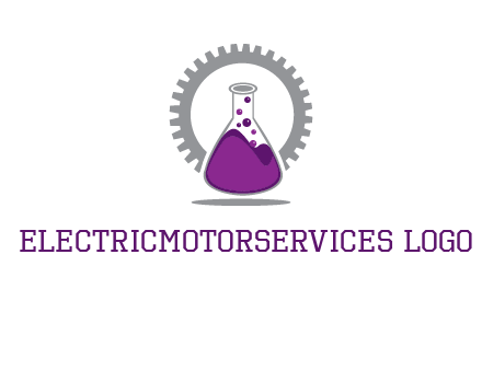 chemical flask and gear engineering logo