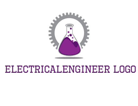 chemical flask and gear engineering logo