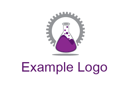 chemical flask and gear engineering logo