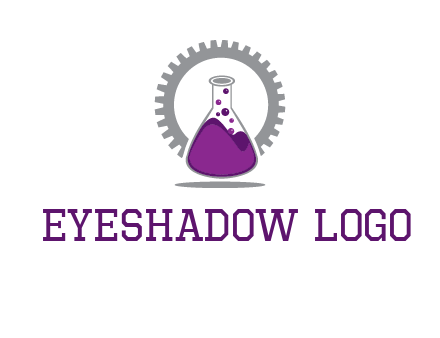 chemical flask and gear engineering logo
