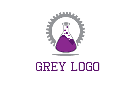 chemical flask and gear engineering logo