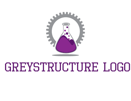 chemical flask and gear engineering logo