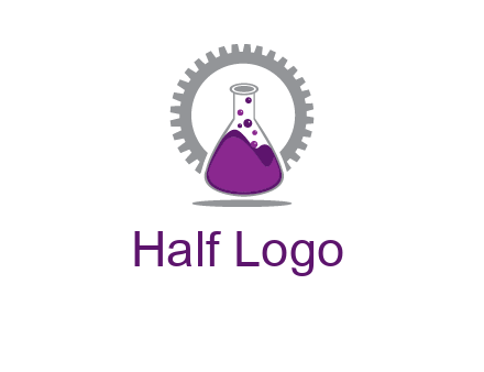 chemical flask and gear engineering logo