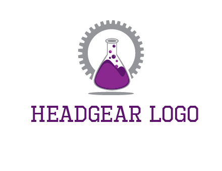 chemical flask and gear engineering logo
