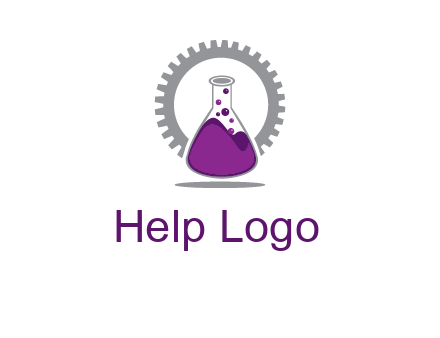 chemical flask and gear engineering logo